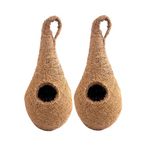 Sparrow Daughter Coir Bird Hanging Nest cage, Round Organic Bird House for Outdoor Balcony Tree Bird nest Wall Mounting for Sparrow/Small Birds, (Pair of 1)