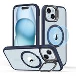 ESR for iPhone 15 Plus Case, Compatible with MagSafe, Military-Grade Protective Case, Built-in Stash Stand Phone Case, Scratch-Resistant Back Cover, Classic Series, Clear Dark Blue