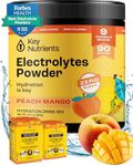 KEY NUTRIENTS Multivitamin Electrolytes Powder No Sugar - Tropical Peach Mango Electrolyte Powder - Endurance & Energy Supplement - Hydration Powder - No Calories - 90 Servings - Made in USA