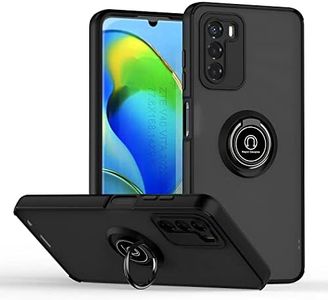 DESSEN Mobile Phone Case for ZTE Blade V40 Vita, Soft Silicone TPU Frame and PC Case, with Rotating Ring Holder, Shockproof Protective Case, Bumper Cover Case, Black