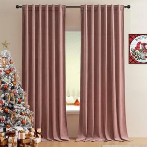 Timeper Mauve Curtains for Room Decor - Wild Rose Pink Velvet Curtains Drapes 90 inches Length Light Blocking Window Treatment with Back Tab for Nursery / Living Room / Dining, W52 x L90, 2 Panels