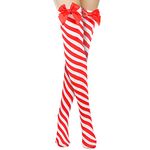 Skeleteen Peppermint Candy Cane Socks - Red and White Striped Christmas Holiday Candy Canes Stockings for Women and Girls