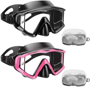 Diving mask Anti-Fog Swimming Snorkel mask Suitable for Adults Scuba Dive Swim Snorkeling Goggles Masks (Black+Pink, Adult)