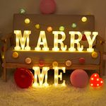 Timisea Merry Me Light Up Letters, LED Marry Me Sign, Red Heart Sign, Decorative Plastic LED Marquee Letter Light,with 1000 Pcs Red Artificial Rose Petal for Wedding Proposal Engagement Decoration