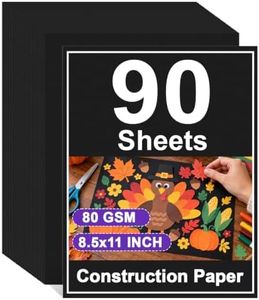 90 Sheets Construction Paper Bulk 8.5x11,Black Lightweight Paper for Craft | Colored Construction Paper Bulk for Arts & Craft, Classroom Pack, Back to School Supplies, Teacher & School Must Haves