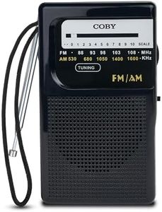 Coby Portable Radio AM FM, Pocket Radio, 800-HR Battery, Indoor Outdoor Mini Radio Antenna, Emergency Radio, Compact, Retro Transistor Radio