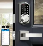 Veise Smart Locks with 2 Lever Handle Set, App Control, Keyless Entry Door Lock, Electronic Digital Touchscreen Keypad, Deadbolt Smart Lock for Front Door, Auto Lock, Easy Installation, Satin Nickel