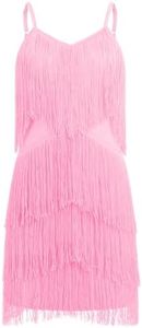 ODIZLI Girls Fringe Latin Dance Fancy Dress Party Outfits Pink 12-13 Years