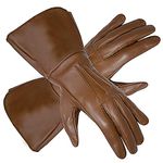 Men Medieval Renaissance Costume Cosplay Leather Gauntlets (TAN, MEDIUM)