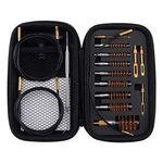 BOOSTEADY Gun Cleaning Kit .17 .22/.223/5.56MM .243 .280 .30 .357/9MM .40 .45 12GA Multi-Caliber Phosphor Bristle Bore Brushes with Flexible Threaded Bore Cleaning Coated Cables in Zippered Case