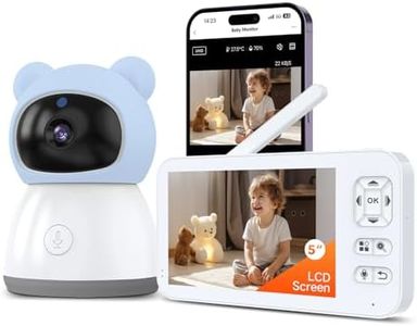 ACEBELL 2K/3MP Babyphone Camera avec Application Telephone, Babyphone Caméra Bébé WiFi avec 5'' Écran, Rotation à 360°, Suivi Automatique, Détection de Cris & Sons & Mouvements, Vision Nocturne