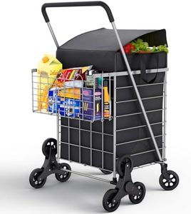 Our Modern Space Stairs Climbing Shopping Cart w/Waterproof Basket Liner & 360° Swivel Wheels | Foldable Collapsible & Lightweight | Perfect for Groceries Laundry Utility Cart - Silver