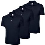 Style It Up New Mens Short Sleeve Polo T-Shirt Top Tee PK Plain Sports Casual Golf Fashion (3 Pack, Dark Navy, L)