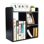 PAG Desktop Bookshelf Freestanding Countertop Bookcase Wood Desk Organizer Literature Photo Display Rack, Black