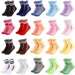 IDALOP 20 Pairs Cute & Colorful Striped Quarter Crew Women's Colored Socks, Size 9-11