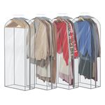 Zilink 10" Gusseted All Clear Garment Bags for Hanging Clothes 50" Hanging Garment Bags for Closet Storage Dust Proof Suit Bags for Closet Storage, 4 Packs