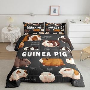 Guinea Pig Bedding Set for Girls Boys Cute Cavy Comforter Set Cartoon Lovely Pet Comforter Room Decor Animal Duvet Set Twin Size Bedspreads Coverlet Sets 2Pcs Boys