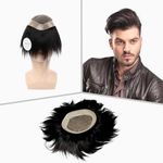 Artello® USA BASE Smart Hair Patch for Men, Matte Hair Wig in 100% Natural Human Hair, Most Durable Grip Strip for Extra Cushioning, 2x Strong Base (Colour: Natural Black) (9x6)