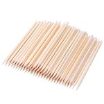 100 PCS Orange Wooden Sticks, TEOYALL Double-End Wood Cuticle Pusher Nail Art Manicure Pedicure Tools (100pcs)