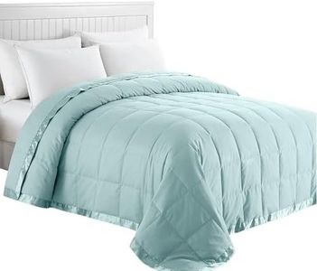puredown® California King Blanket - Soft Lightweight Down Blanket for All Seasons, Cozy Warm Luxury Bed Blanket with Satin Trim, Blue (110"X98")