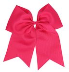 Cheer Bows Hot Pink Cheerleading Softball - Gifts for Girls and Women Team Bow with Ponytail Holder Complete your Cheerleader Outfit Uniform Strong Hair Ties Bands Elastics by Kenz Laurenz (1)