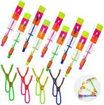 Rocket Slingshot Copters with LED Lights for Kids,12 Slingshot Helicopters 12 LED Helicopters,Amazing Arrow Helicopter Glow in The Dark Party Supplies for Kids(24 Pieces)