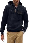 JMIERR Men's Sweaters Quilted Hoodies Casual Fall Shirts Long Sleeve Drawstring Quarter-Zip Pullover Sweatshirt with Pockets, 2XL, Navy Blue