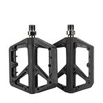 Mountain Bike Pedals 9/16" Nylon Composite Flat Pedals Lightweight Sealed Bearing Bike Platform Pedals for BMX MTB Mountain Road Bike Black