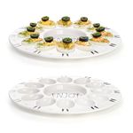 Yopay Porcelain Deviled Egg Platter, 2 Pack, 10 Inch, Holds 24 Eggs, Dishwasher Safe, Sleek Ceramic Display Tray for Party