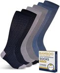 Pembrook Bamboo Viscose Light Compression Socks - 3 Pairs | 8-15 mmHg Light Compression Socks for Women and Men | Navy, Light Blue, Light Grey Polkadots | Mens & Womens Light Compression Socks
