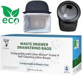 EcoLeo Liners, Litter-Robot 4 & 3 and Leo's Loo Too Compatible, Compostable, Plastic-Free Drawstring Bags, Thick, for Automatic Litter Box Waste Drawers (Robot 4, 40-Ct)