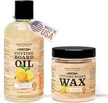CLARK'S Cutting Board Oil & Wax Set - 2-Step Set To Restore & Preserve Your Boards Natural Beauty - Easy To Apply For Butcher Block Wood Surface & Wooden Utensils - 100% Natural Food Grade Ingredients