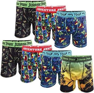 Jurassic World Boys' Boxer Briefs Multipacks with Many Print Options in Sizes 4, 6, 8, 10, and 12, Jurassicworldretro7pkathbxrbr, 6