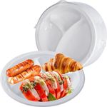 EKOSAVOR White Plastic Plates, Reusable 150 Pack 10 Inch Heavy Duty Dinner Plates Microwave Safe Easy Serving MFPP Party Plates