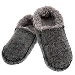 Snoozies! Two Tone Mens Slippers, Super Soft Sherpa Fleece, Non Slip Sole - Mens Sizes 6-13 (Charcoal, Extra Large)