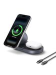 UGREEN Zapix Qi2 Certitied 15W MagSafe Charger Compatible, 2-in-1 Wireless Charger Stand Magnetic Charging Station Compatible with iPhone 17/16/15/14/13/12, AirPods 4/3/2/Pro 3/2