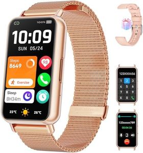 Fitness Tracker Watch for Men Women, 1.47" Smartwatches with 24/7 Heart Rate/Sleep Monitor/Calorie Monitor, 100+ Sports Modes Activity Trackers, Smart Watch for Women with Android iOS Gold Steel