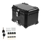 KIMISS Motorcycle Adventure Top Case Tail Box Luggage Carrier, 45L Motorbike Trunk Luggage Box 5052 Aluminum Alloy Universal Tail Box (Black)
