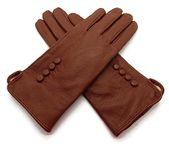 Womens Genuine Soft Leather Gloves Fully Lined Gift Boxed (Tan, Small 6.5")