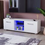 Vida Designs Cosmo LED TV Unit 2 Door Modern Gloss Matte MDF Living Room Cabinet Media Stand Furntiure RGB Light White 120cm