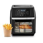 AGARO Prima Digital Air Fryer For Home, 12L, Electric Oven, 1800W, 9 Preset Programs, Reheat, 360 Degrees Air Circulation, Convection Oven, Digital Touch Display, Fry, Bake, Roast, Toast, Black.