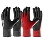 COOLJOB Gardening Gloves for Men, 2 Pairs Breathable Rubber Coated Garden Gloves for Weeding Landscaping, Outside Work Gloves for Lawn Yard, Men’s Medium Size, Black & Red (2 Pack M)