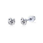 Limerencia Hypoallergenic G23 Implant Grade Titanium Screw Back Earrings Tragus 20G Helix F136 Piercing Post for Sensitive Ears Simulated Diamond Cartilage