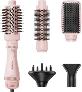 Wavytalk Hair Dryer Brush Kit, 5 in 1 Blow Dryer Brush with Oval Blowout Brush, Blowout Thermal Brush, Paddle Brush, Concentrator and Diffuser for Fast Drying and Styling in One Step, Pink