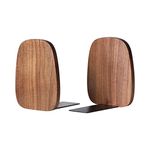 muso wood Bookends Support for Shelves,Decorative Book Ends for Heavy Books/Office Files/Magazine 5.51” x 4.72” x 4.25”(Walnut Wood)