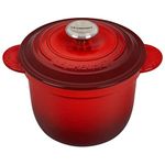 Le Creuset Enameled Cast Iron Rice Pot with Stoneware Insert, 18cm, Cerise, 41110180600460
