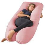 Meiz Pregnancy Pillows, Cooling Pregnancy Pillows for Sleeping, 55 Inch U Shaped Full Body Maternity Pillow for Side Sleeper, Rayon Cover from Bamboo, Pink