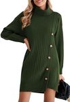 Pink Queen Oversized Pullover Sweater for Women Vacation Cozy High Neck Long Sleeve Asymmetrical Hem Baggy Knitted Dresses Outfits Birthday Army Green XL