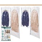 Napzzzz Hanging Vacuum Storage Bags, Space Saver Bags for Clothes, Set of 4 (2 Long, 2 Short), Premium Space Saver Vacuum Storage Bags for Clothing, Suits and Coats, Clothes Compression Storage Bags