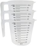 3pk Plastic Measuring Jugs 1 Litre 